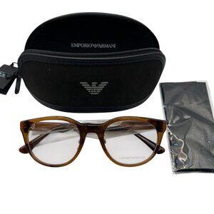 Emporio Armani Mens Shiny Transparent Brown Glasses Frames EA3207F 5044